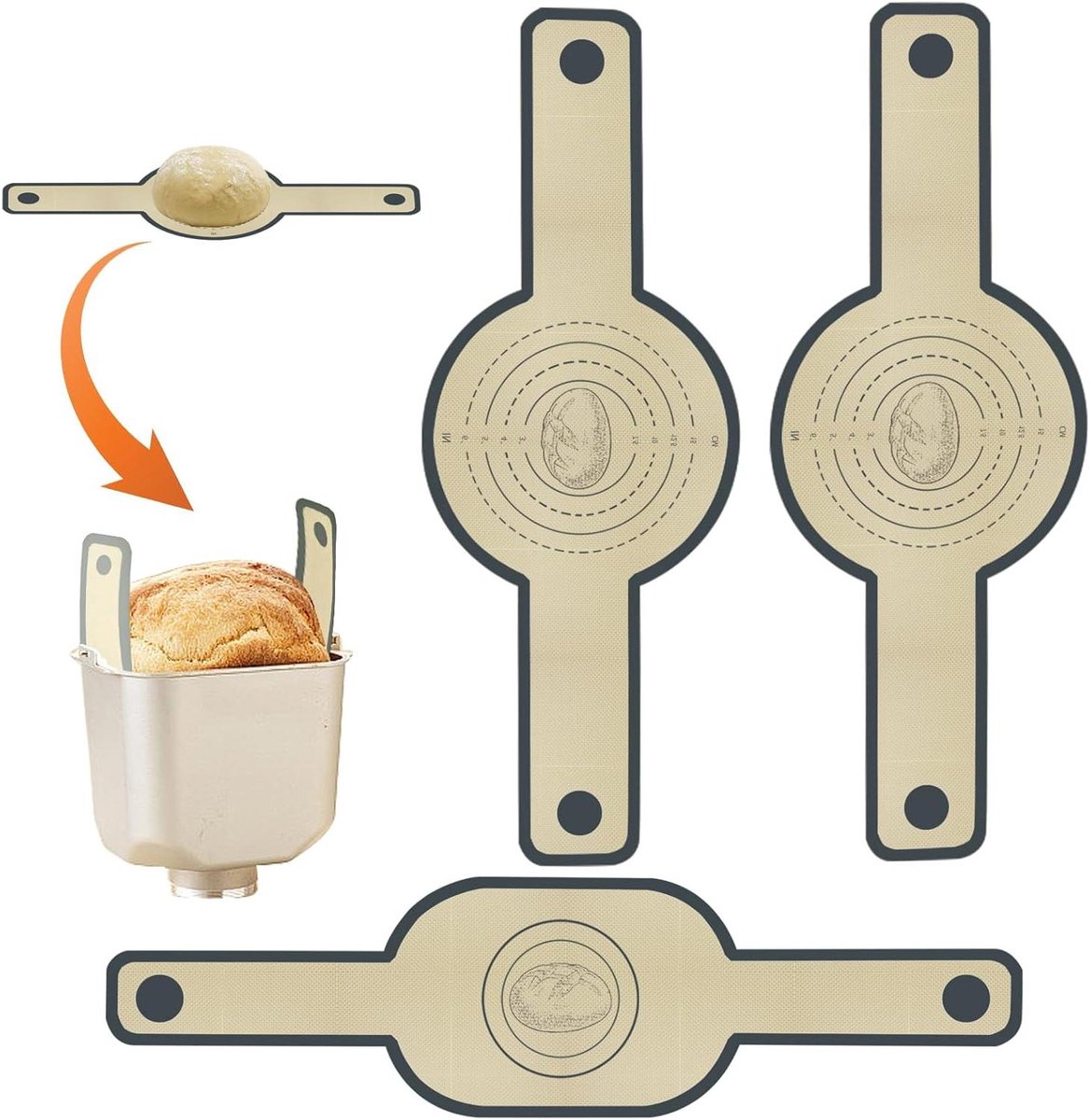 Ronte - Siliconen broodsjaals voor oven - set van 3 - bakmat met antiaanbaklaag - herbruikbaar - lange handgrepen - zuurdesem overdracht
