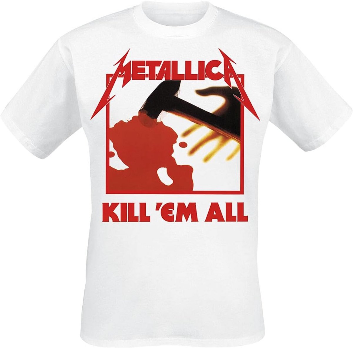 Band T-shirt Wit - Thrash Metal Album 'Kill 'Em All' - 100% Katoen
