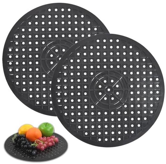 Afdruipmat, Rubberen Afvoermat Heavy-duty - 31,5 X 31,5 Cm Steekbaar Zwart Verpakking Van 2