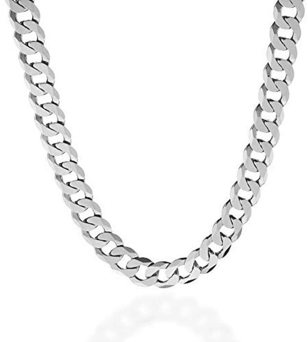 Quadri - Elegant necklace curb chain (Cubana) for men and women made of 925 sterling silver - width 10 mm - length 46 | 52 | 56 | 61 | 76 cm, chain not dispensing, Certificate Made in Italy, Sterling