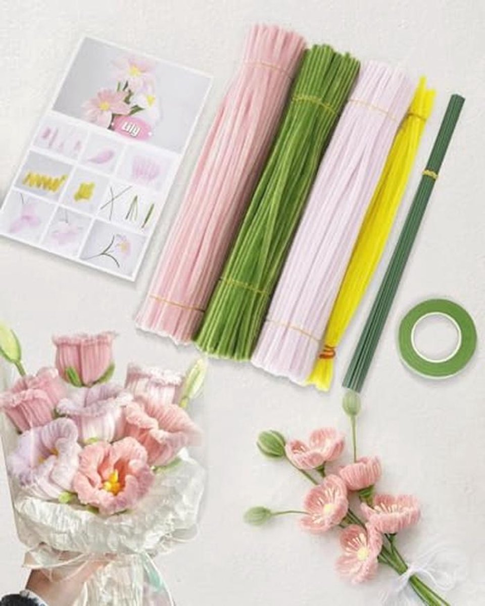 342-delige pijpenreinigerset met 4 kleuren chenille draad voor knutselprojecten