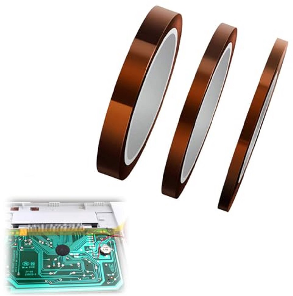 Hittebestendige Polyimide Tape voor 3D-printers en Elektrisch Gebruik - 3 Rollen 5 mm, 10 mm, 15 mm