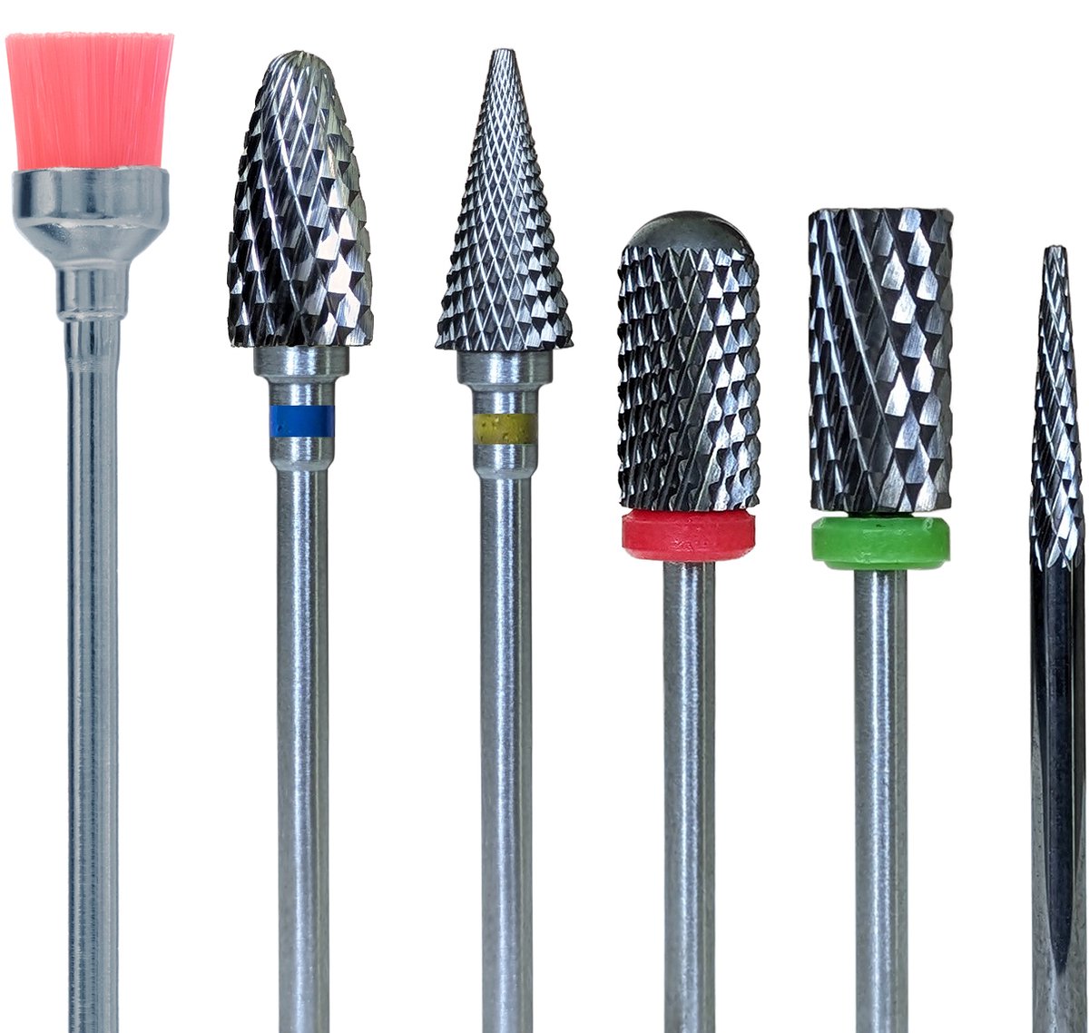 FOOCCA® Tungsten Nagelfrees Bitjes - Elektrische Nagelvijl Opzetstukjes - Tungsten Carbide Nagel Bitjes - Wolfraam Carbide Bits - Universeel Formaat Nagel Bitjes - Set 6 stuks - Nagel Frees
