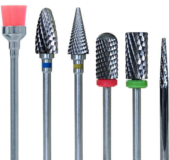 FOOCCA® Tungsten Nagelfrees Bitjes - Elektrische Nagelvijl Opzetstukjes - Tungsten Carbide Nagel Bitjes - Wolfraam Carbide Bits - Universeel Formaat Nagel Bitjes - Set 6 stuks - Nagel Frees