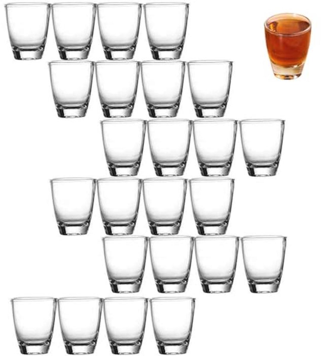 24 stuks borrelglazen - 35 ml transparante glazen voor likeur, vaatwasmachinebestendig
