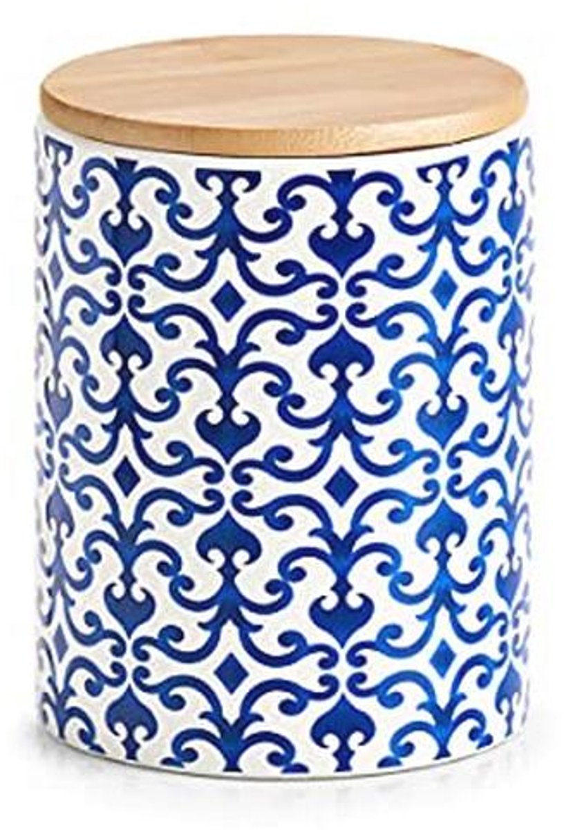 Trendy keramische voorraaddoos blauw/wit 900 ml