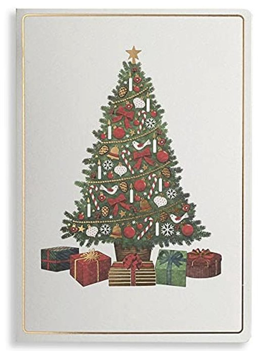 Exclusieve kerstkaarten set van 10 met vergulde motieven | 120 x 170 mm