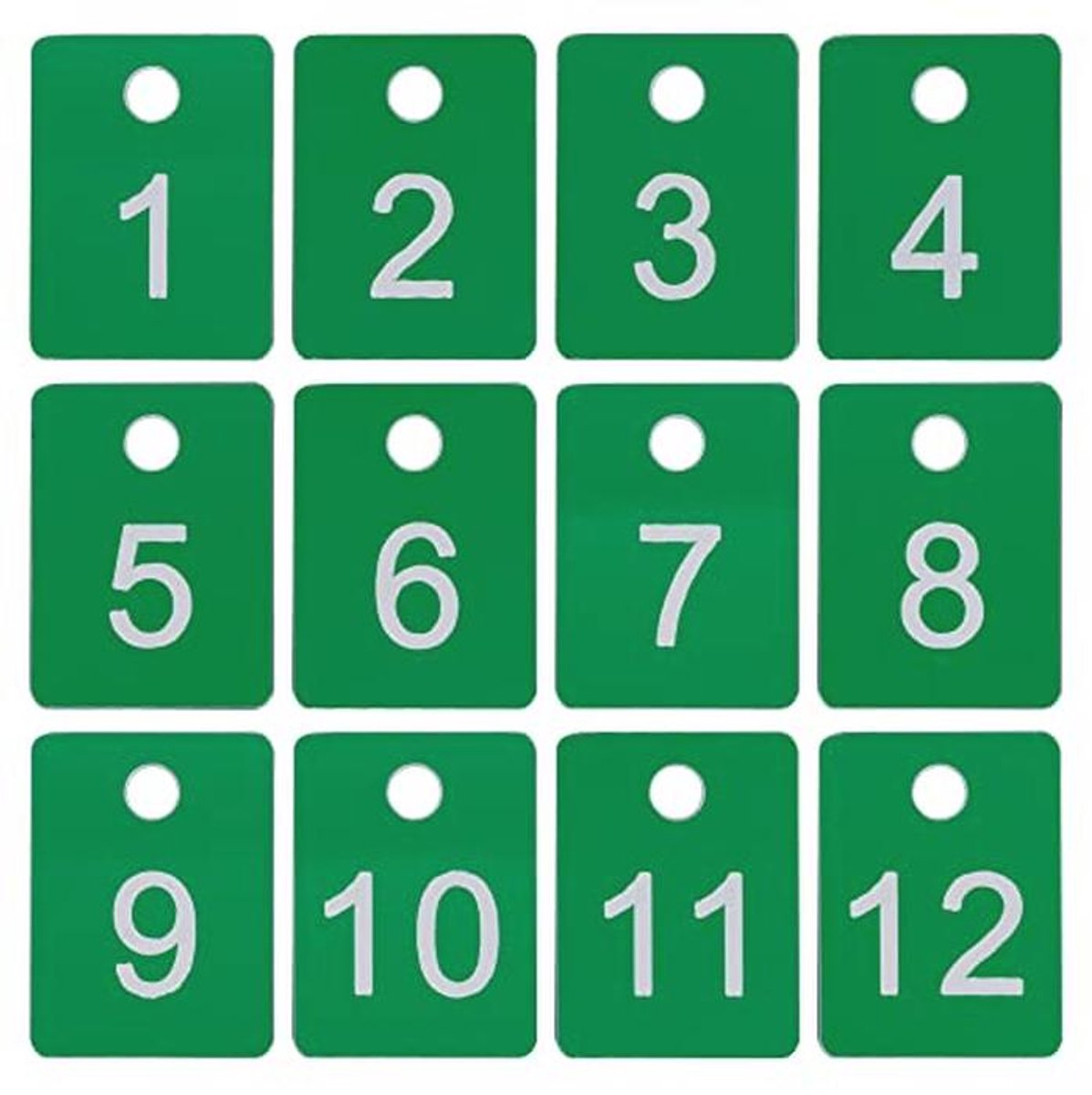 Genummerde etiketten 1-50 - Rechthoekig, ABS-kunststof, Groen