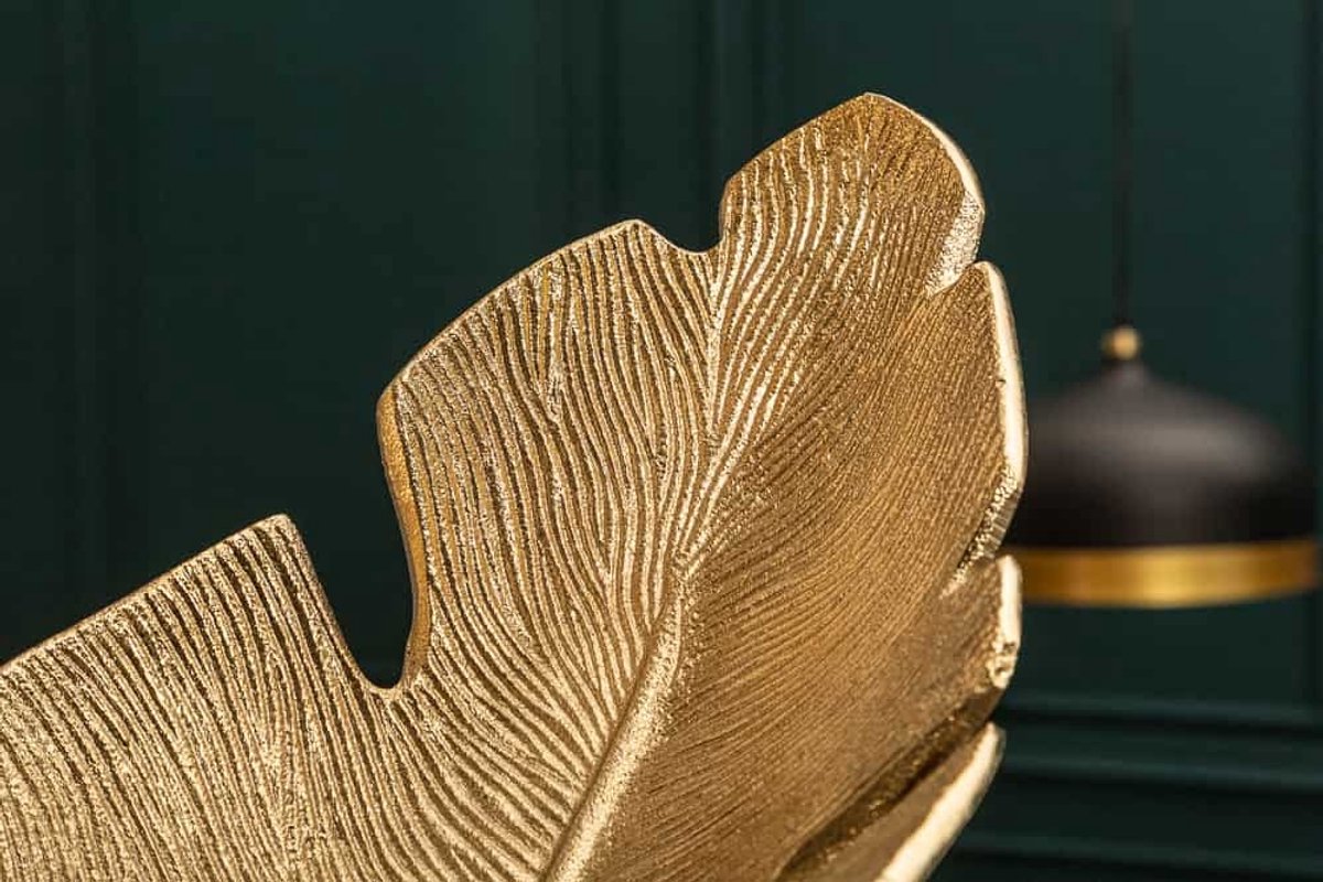 Design decoratieve kom GOUD BLAD 62cm bladgoud design metaal handgemaakt - 41602