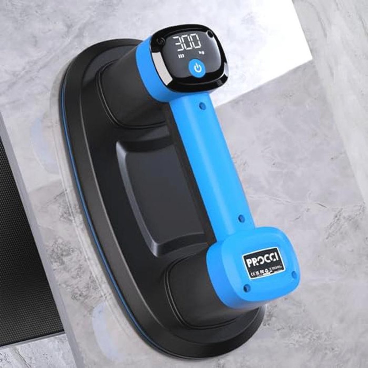 Accu-zuiger voor tegels en glas met LCD-display - 2 motoren en 300 kg zuigkracht