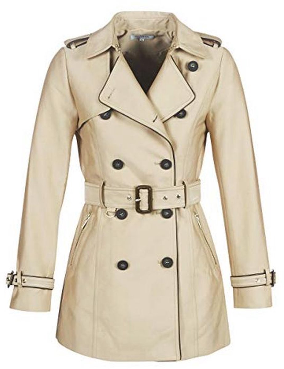 Beige Trenchcoat met Knoopsluiting en Riem in Maat 38