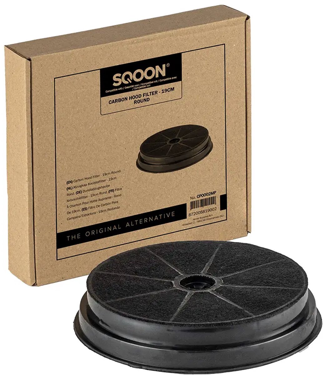 SQOON® Koolstoffilter afzuigkap REC40 Ø19 cm - Geschikt voor Whirlpool, Bauknecht, Ignis, Ikea, Hotpoint - Gelijk aan model: CHF180, 9174220018, C0088594, 49022779, 185358 - Voor effectieve geur- en vetfiltering