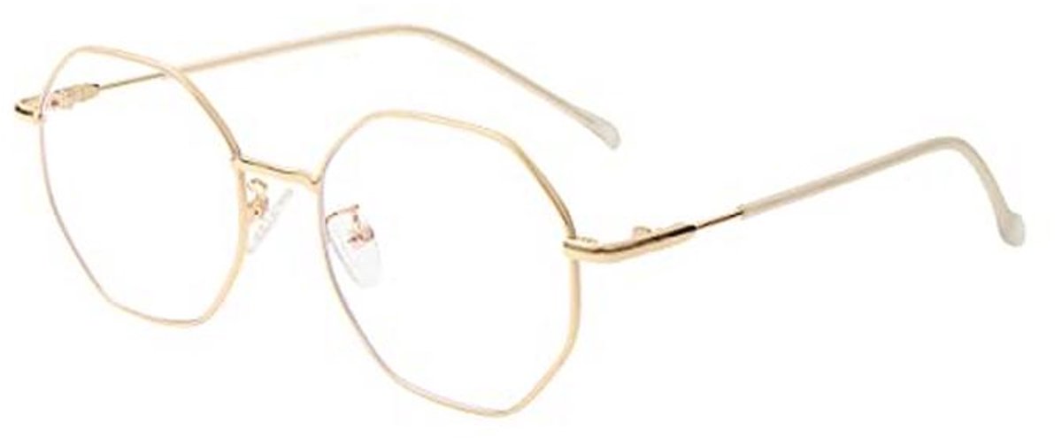 Polygoon Blauw Licht Blokkerende Bril voor Vrouwen en Mannen – Vintage Octagon & Vierkante Metalen Brillen