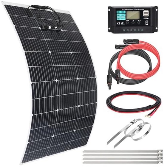 Flexibel monokristallijn zonnepaneel 120W met 12V laadregelaar en accessoires