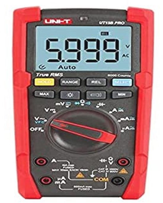 V Rms Multimeter Digitale Multimeter 1000 V AC/DC, 10 A - True RMS met Auto Range en VFC ...