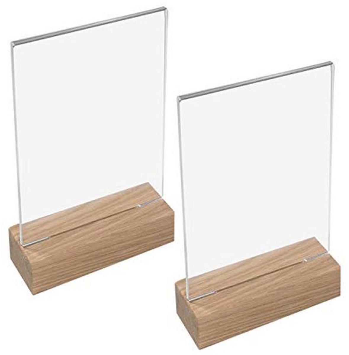 Acryl Tafelstandaard met Houten Voet - 2 Stuks - DIN A6 Staand