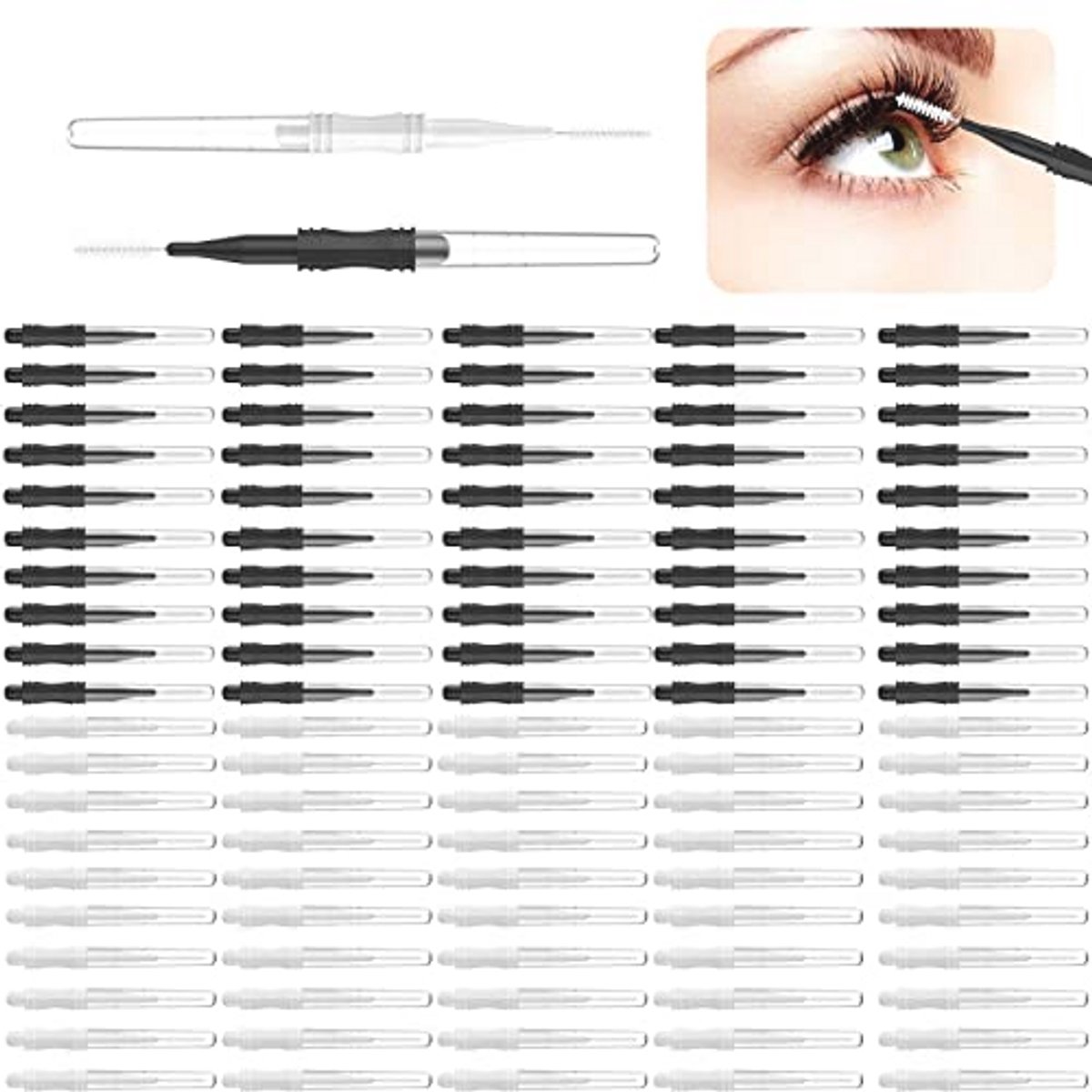 100 Stuks Micro Wenkbrauw Borstels voor Lamineren en Cosmetica