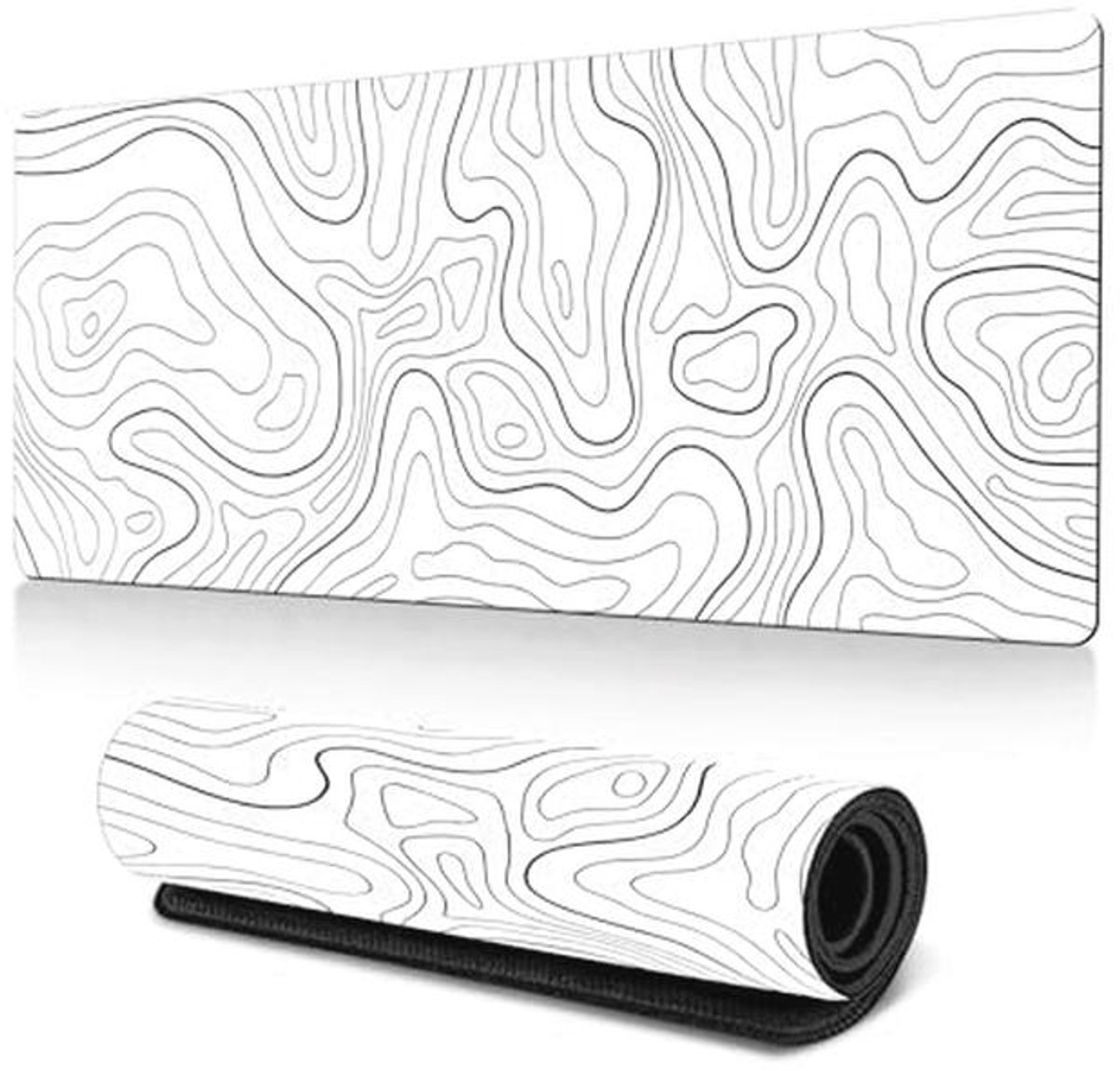 XL Gaming Muismat - Antislip Rubberen Basis - 80 x 30 cm - Geschikt voor Muis en Toetsenbord - Wit Patroon