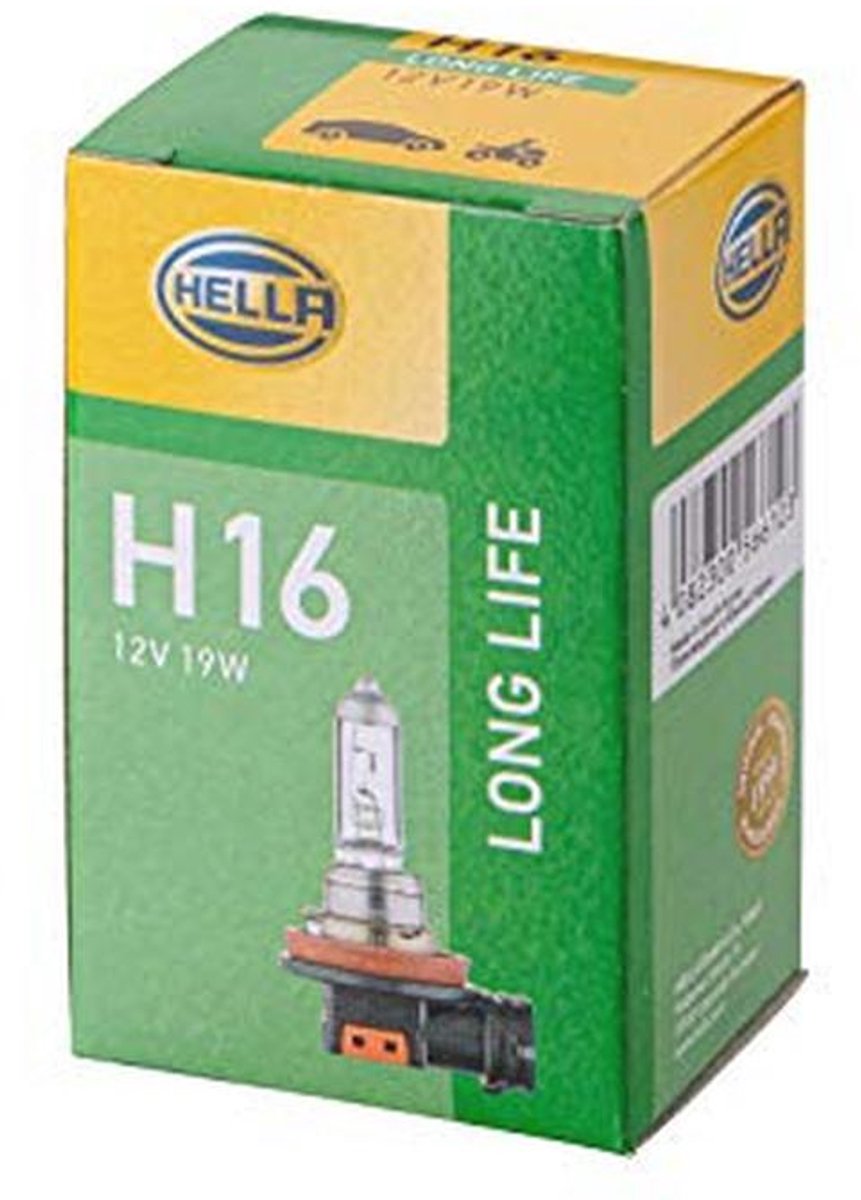 Gloeilamp H16 Long Life - 12V 19W met PGJ19-3 Grondplaat - 1 Stuk