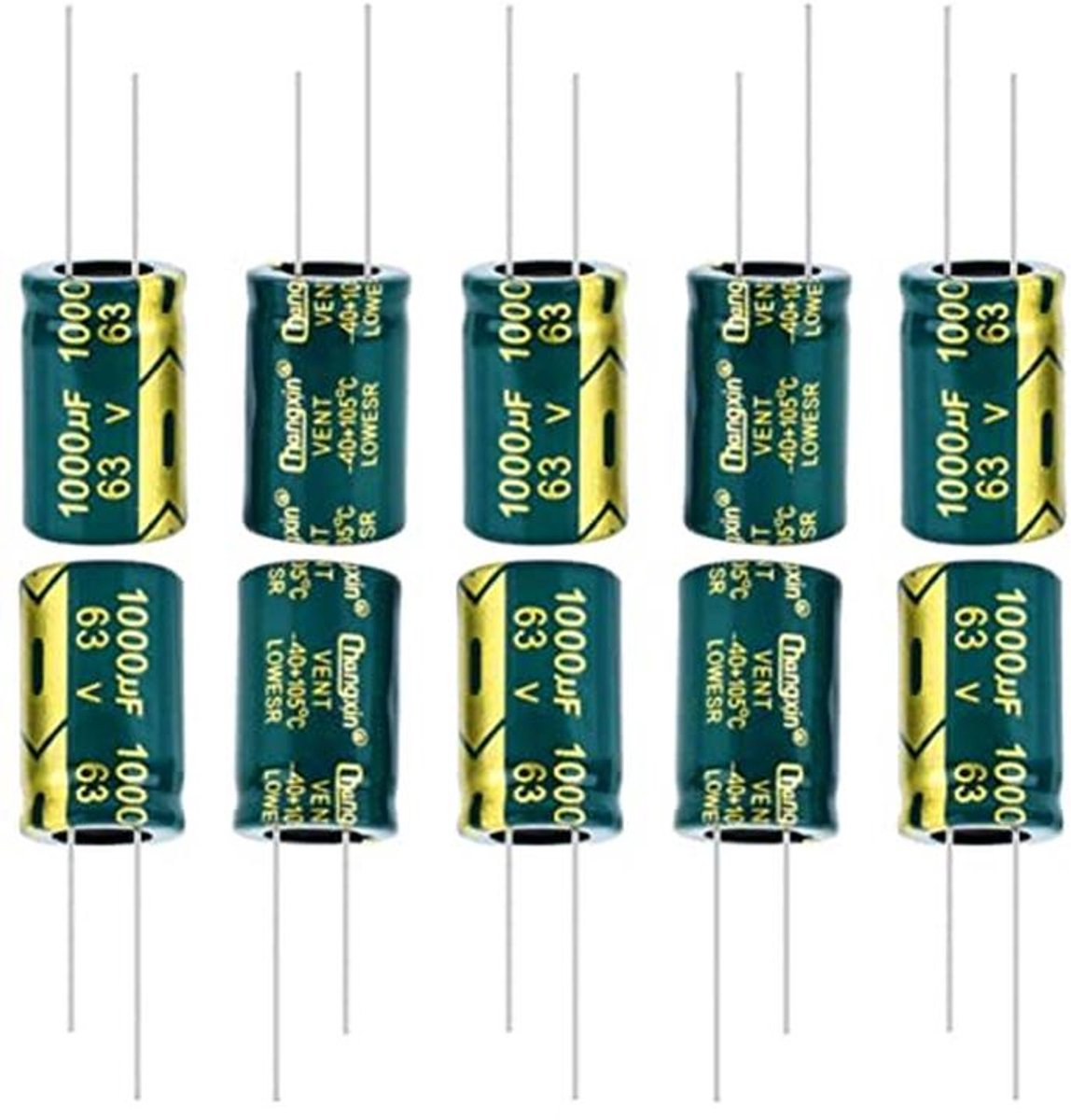 10x Radiaal 1000μF Elektrolytische Condensator 63V 105°C