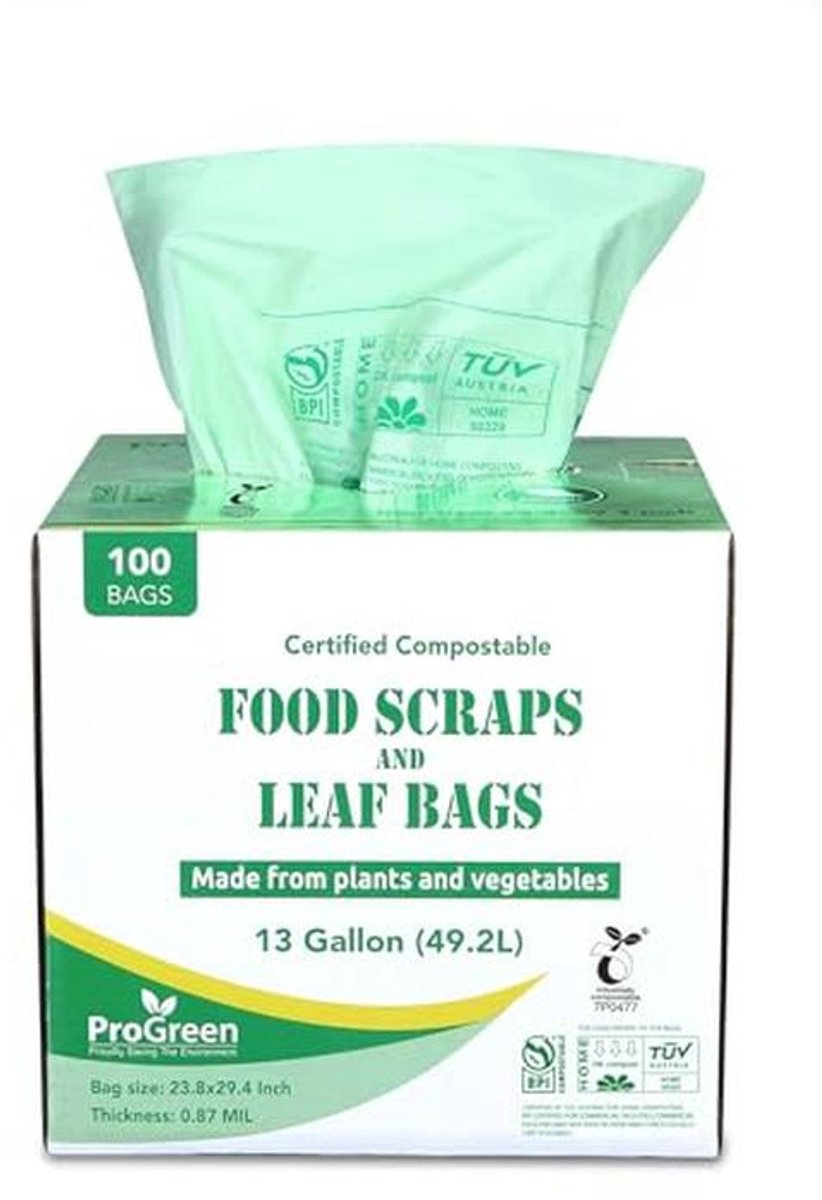 100% Composteerbare Afvalzakken 13 Gallon - Biologisch Afbreekbare Keuken Vuilniszakken