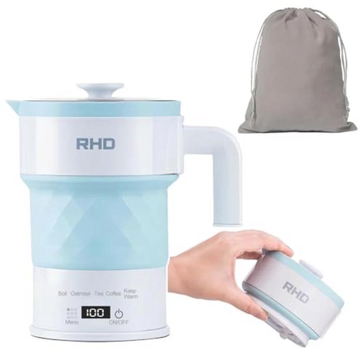 Draagbare Opvouwbare Waterkoker 0,7L - Mini Camping Waterkoker met Snelle Verwarming en Slimme Functies