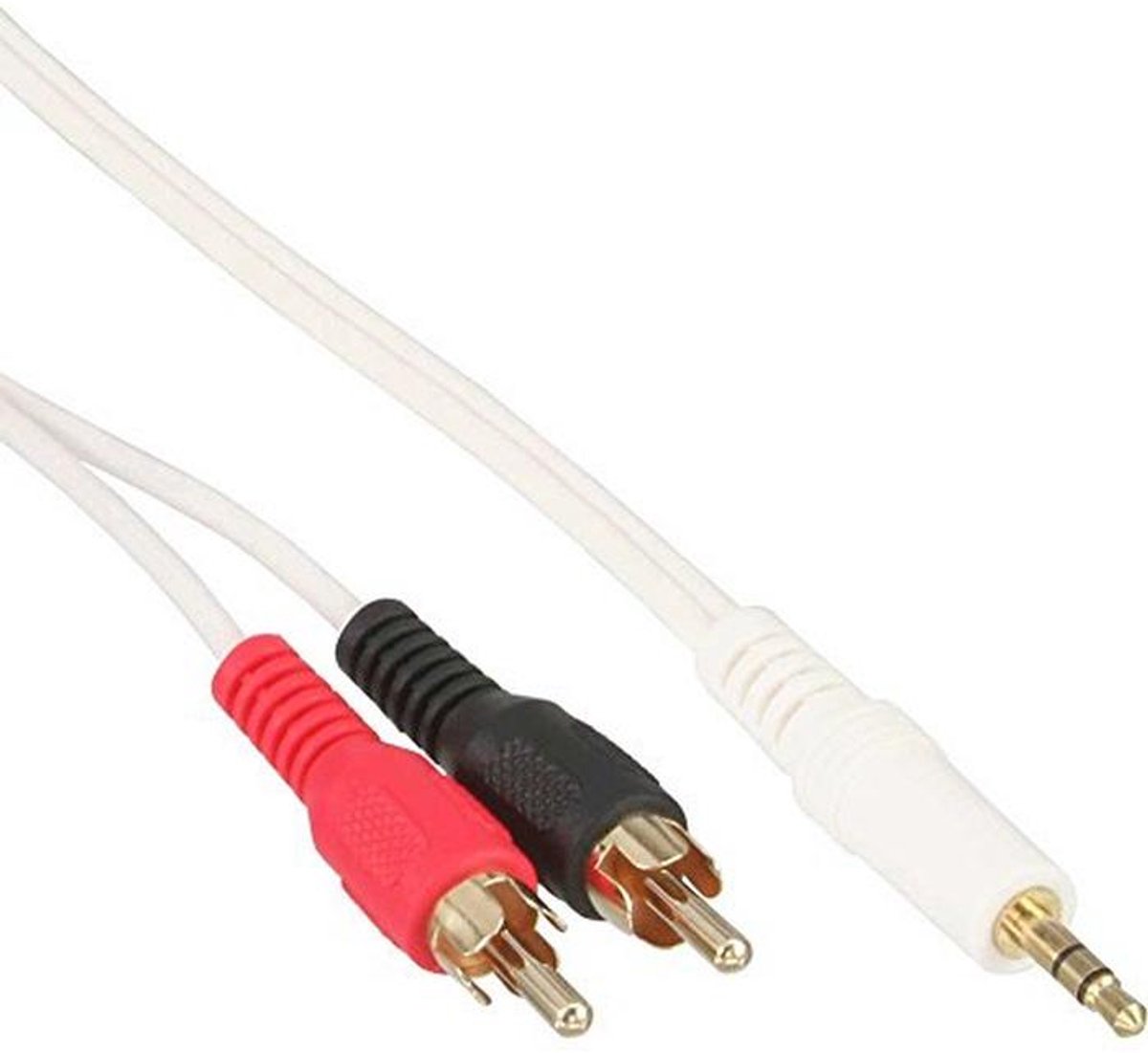 RCA naar Jack Kabel - 2x RCA naar 3,5 mm Jack - Stereo Audio Kabel - 1 Meter - Wit/Goud