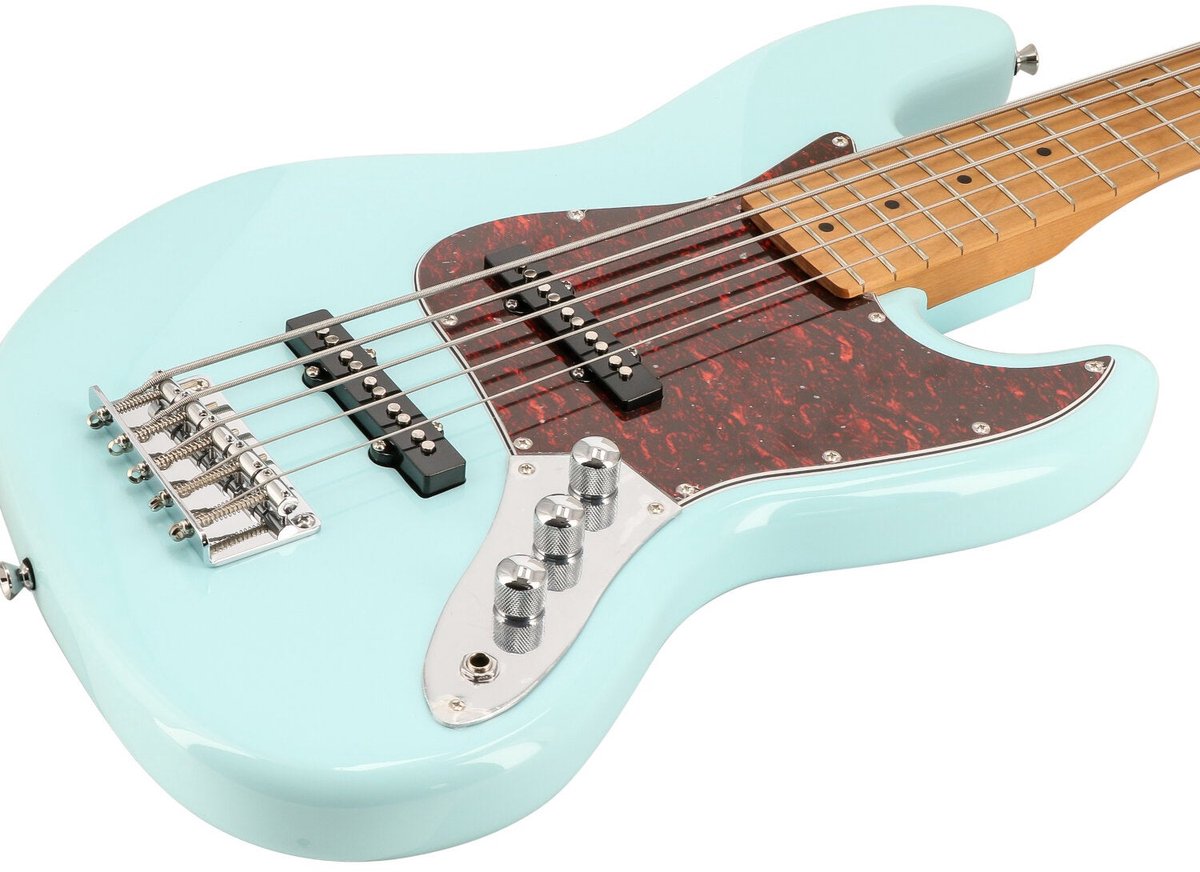 5-snarige elektrische basgitaar met gigbag Fazley Sunset Series Jellyfish 5 Sky Blue