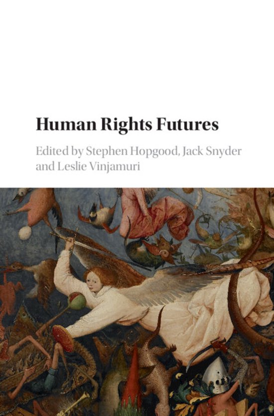 Couverture du livre Human Rights Futures avec une peinture d'une armée d'anges combattant des démons.