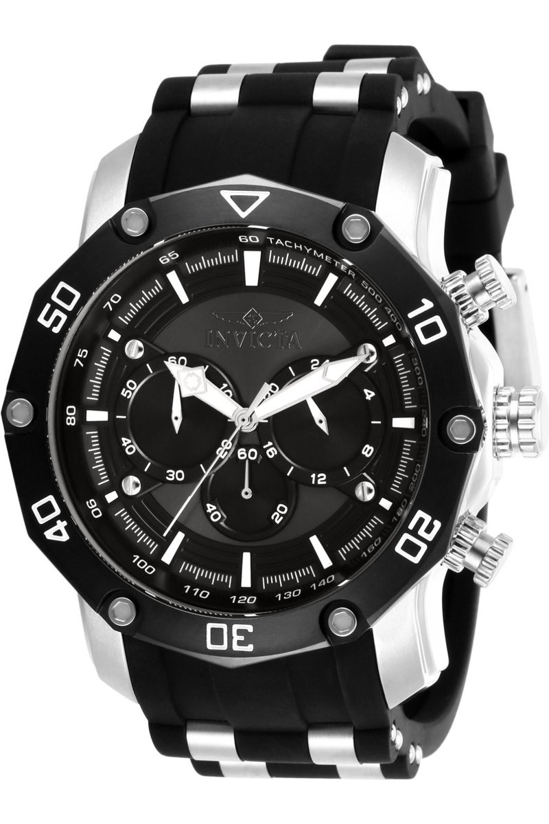 Invicta Pro Diver 28753 Heren Horloge - Waterdicht - Analoog - Quartz Uurwerk - Roestvrij Staal met zwarte Wijzerplaat - 50mm