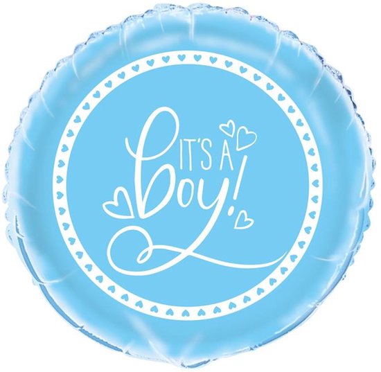 Haza Original Balloon Boys Blue Hearts Baby Shower 45 Cm Bleu