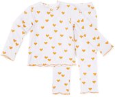 Little Label - pyjama meisjes wit harten - 10Y/134-140 - Zachte BIO Katoen