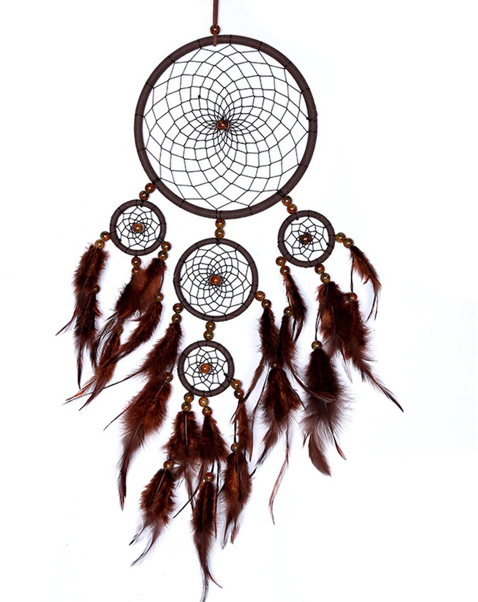 Dromenvanger met vijf ringen voor thuis, in Indiaanse stijl, perfect als cadeau voor Kerstmis, jubilea en als alledaags cadeau.