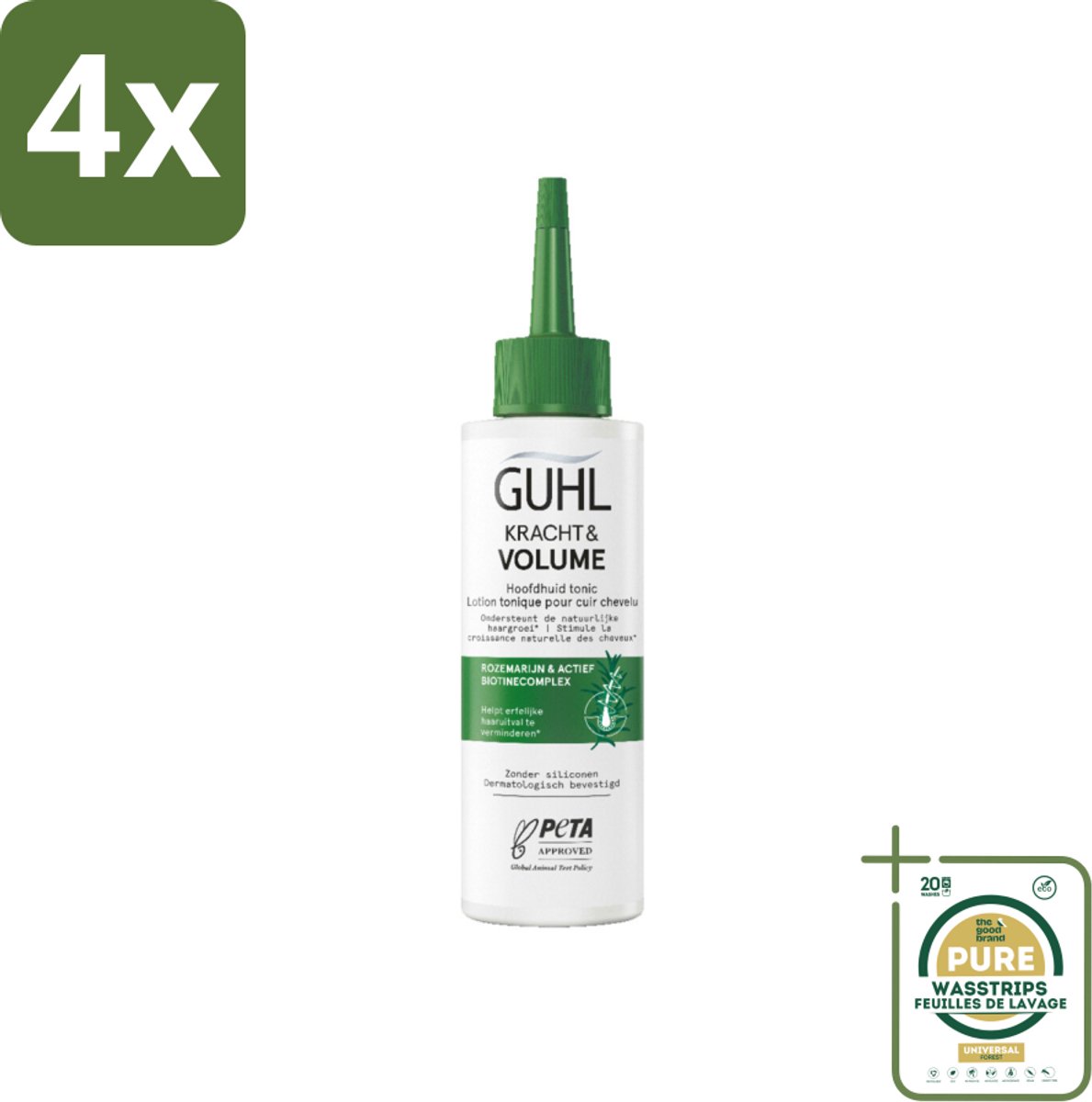 Guhl – Scalp Tonic – Kracht & Volume – 125 ml - Voordeelverpakking - 4 stuks - Haarversterking - Hoofdhuid tonic