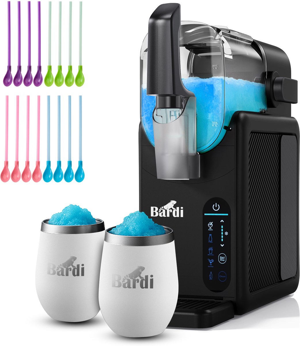 Bardi Slush Hero slushmachine – Zwart – met set cups Wit