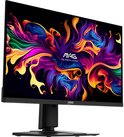 MSI gaming monitor met kleurrijk abstracte vlammen op het scherm en een zwart frame.