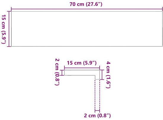 vidaXL - Rebords de fenêtre - 2 - pcs - non traité - 70x15x2 - cm - solide - eikenhout
