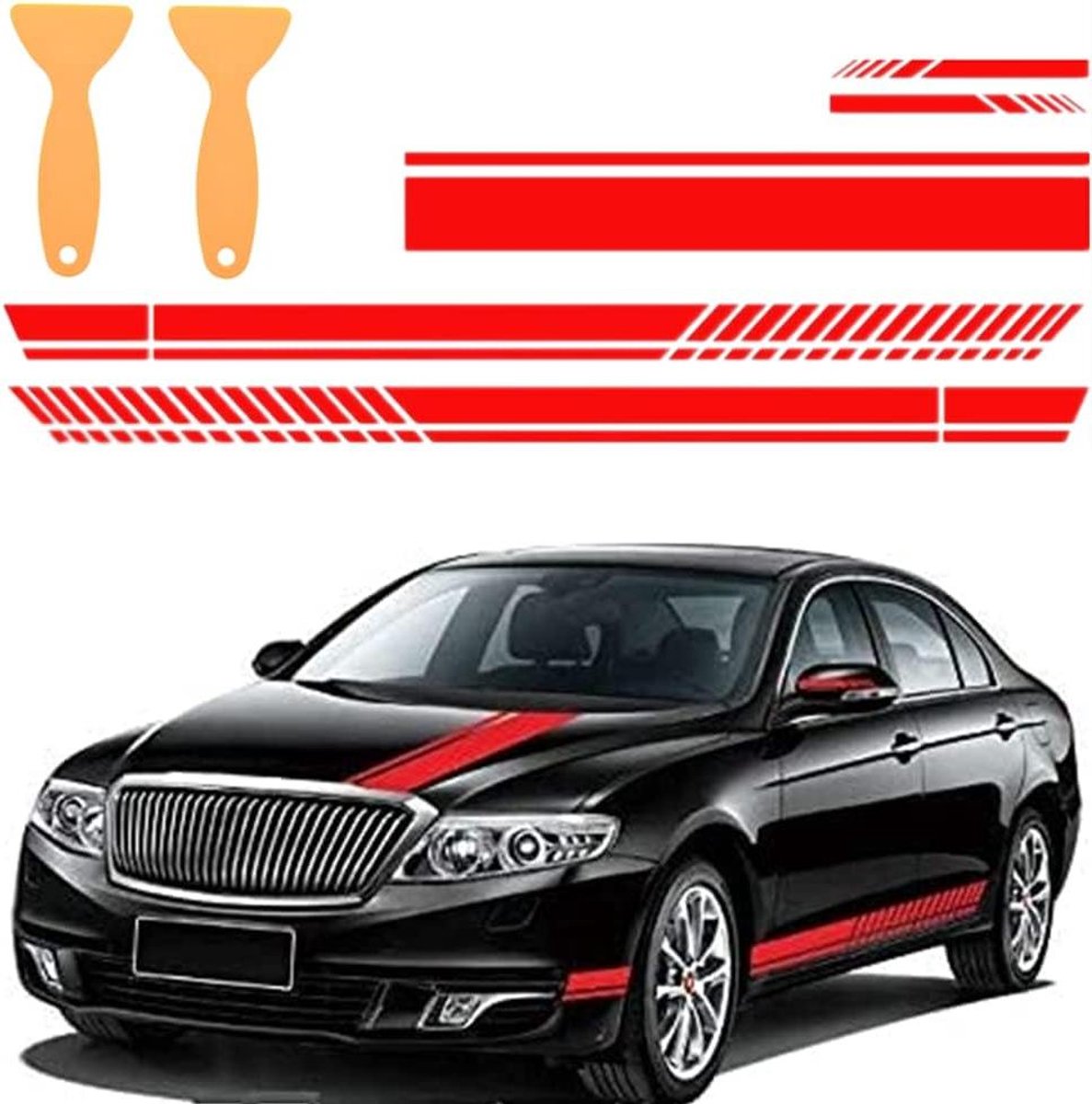 Provento - Auto Stickers Zijstrip Plakstrips voor Auto Racing Body - Universeel Type - Rood