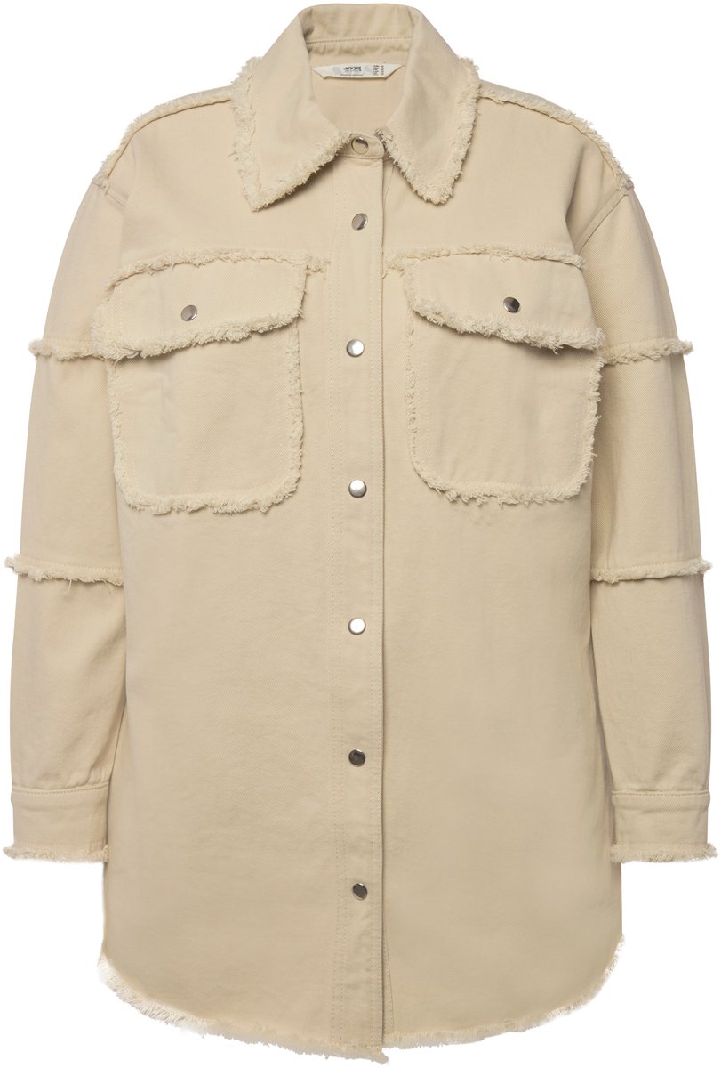 Angel of Style - Dames - Jas modieuze versieringen overhemdkraag lange mouwen - Zandbeige - Maat 56