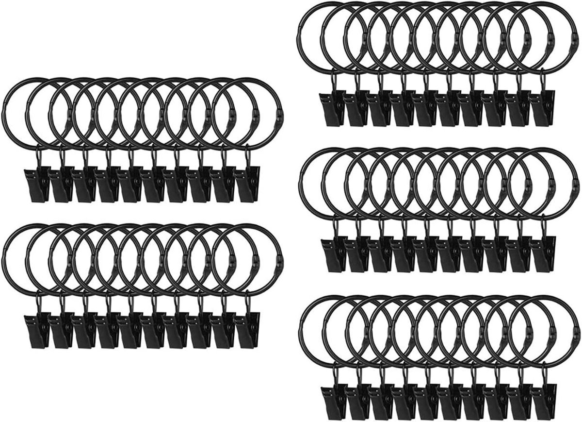 Metal gordijnringen met clip - ringen voor het ophangen van gordijnen en stangen - meubelringen - eenvoudig te openen en sluiten - binnendiameter 32mm (zilver)