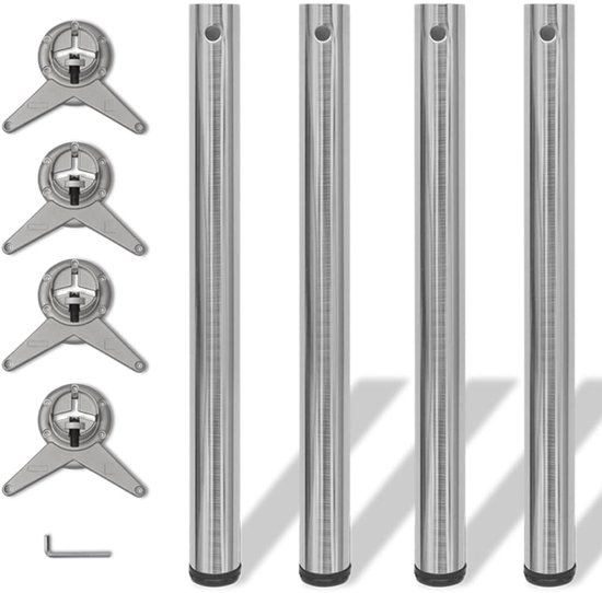 vidaXL Pieds de table réglables en hauteur nickel brossé 710 mm 4 pcs