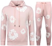 Dik Geweven Heren Trainingspak met Bloemenprint all Over Print - Bloemenpak Heren - Twinset - 5991 - Roze