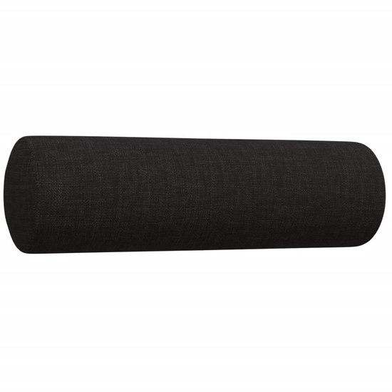 vidaXL - 3 pièces - Ensemble de salon - avec - repose-pieds - et - coussins - tissu - noir