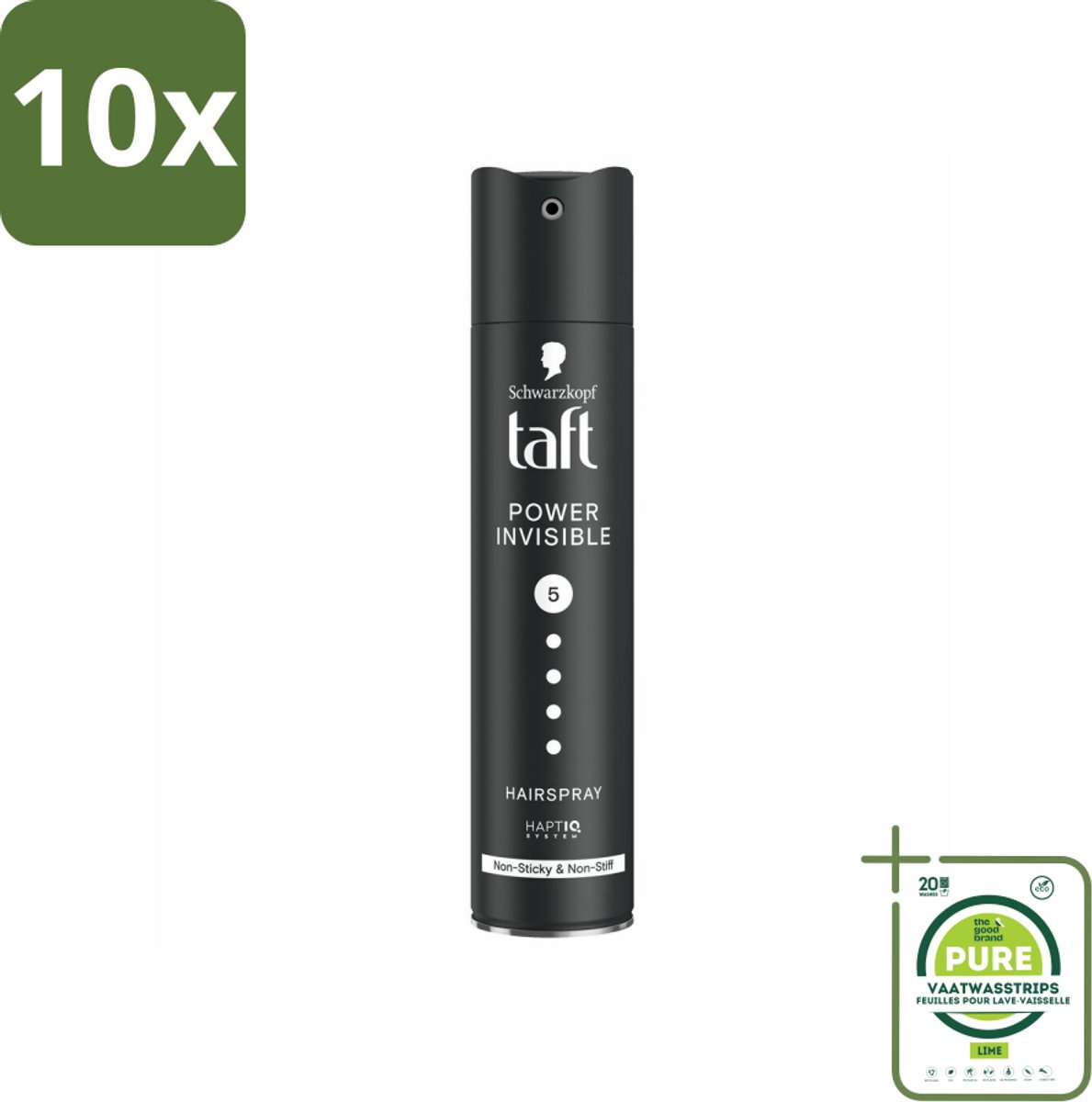 10 x Taft - Power Invisible 5 - Haarspray - Onzichtbare hold - 250 ml - Grootverpakking - Haarspray - Onzichtbare Fixatie - Natuurlijke Look - Haar Fixeren - Taft
