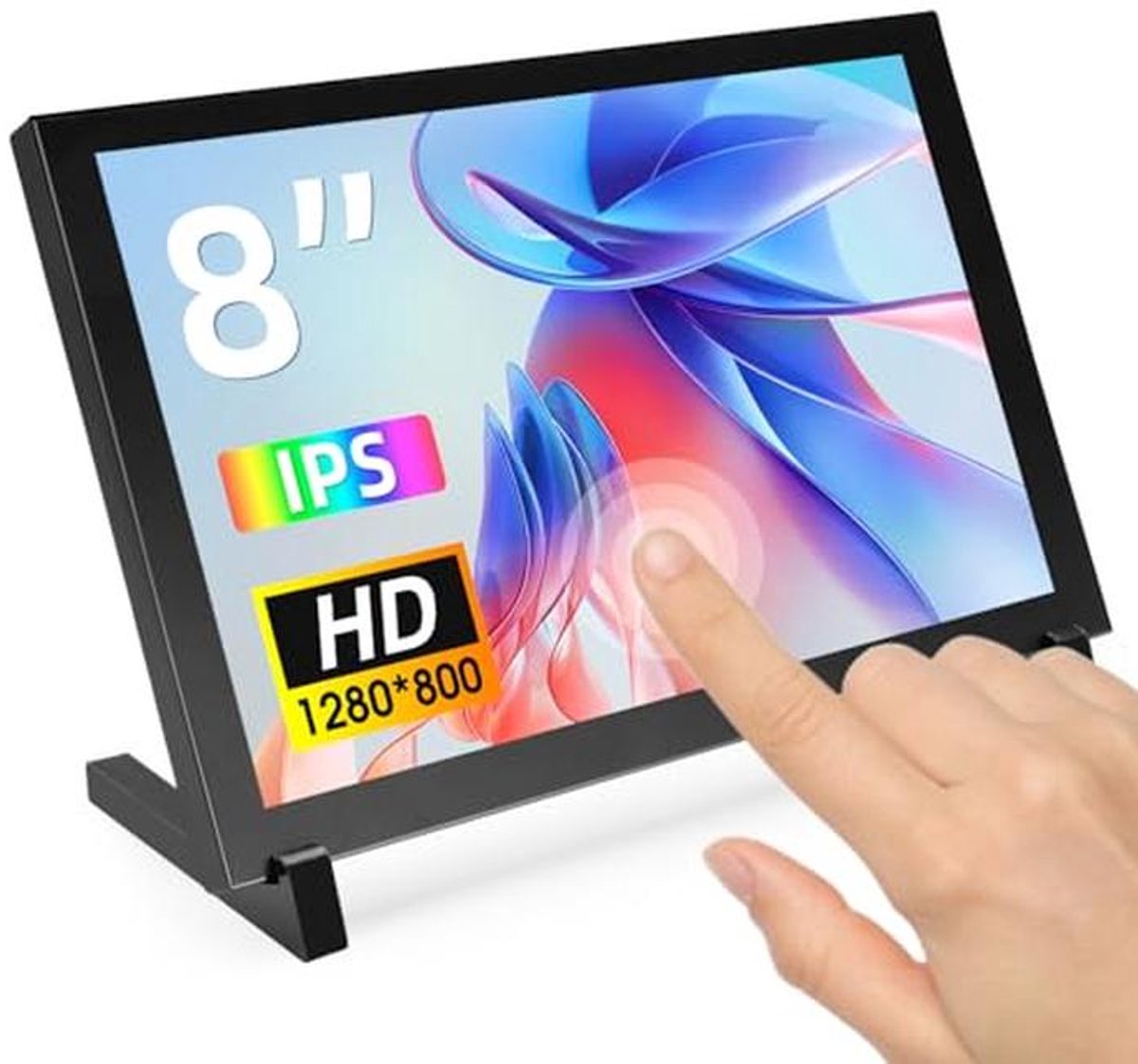 8 Inch Touchscreen Monitor met 1280 x 800 Resolutie voor Raspberry Pi en PC - Draagbare Mini-Monitor