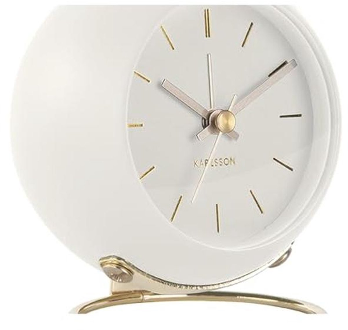 Witte Globe Wekker - Rond Alarm Klok voor Slaapkamer - 9,5x10,5x7cm