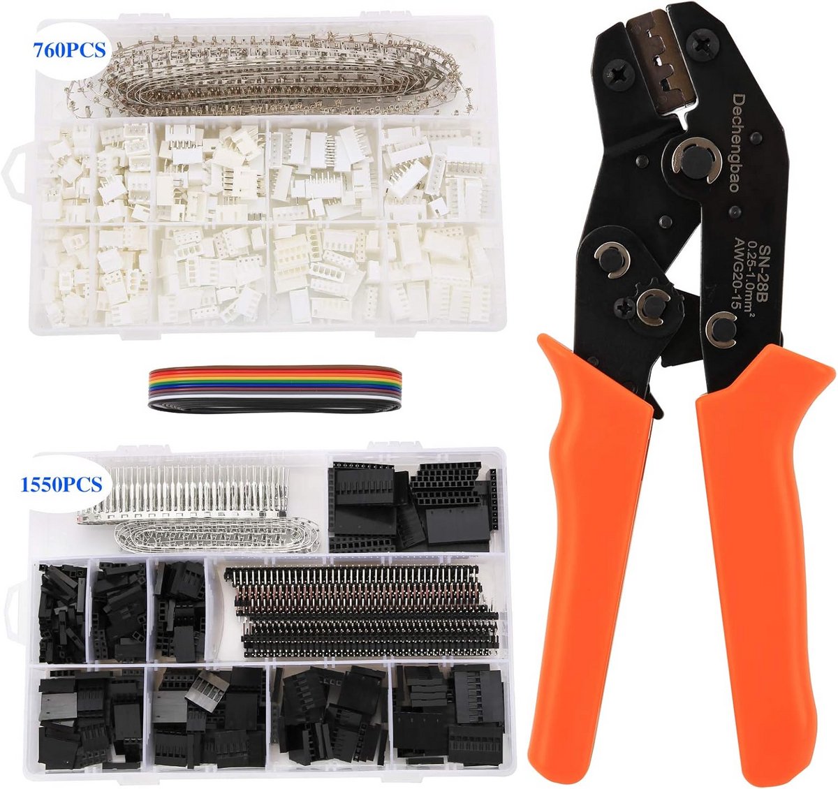 Krimptang Set Compleet met 2300+ 2.54mm Dupont en JST-XH Connectoren