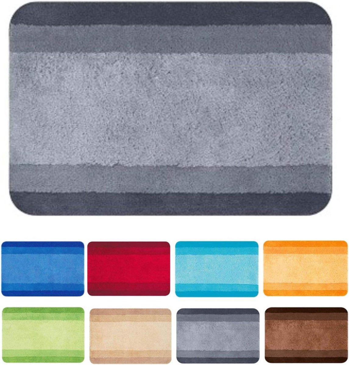 Luxe Hoogpolige Badmat 90x60 cm Grijs | Antislip & Wasbaar | Geschikt voor Vloerverwarming