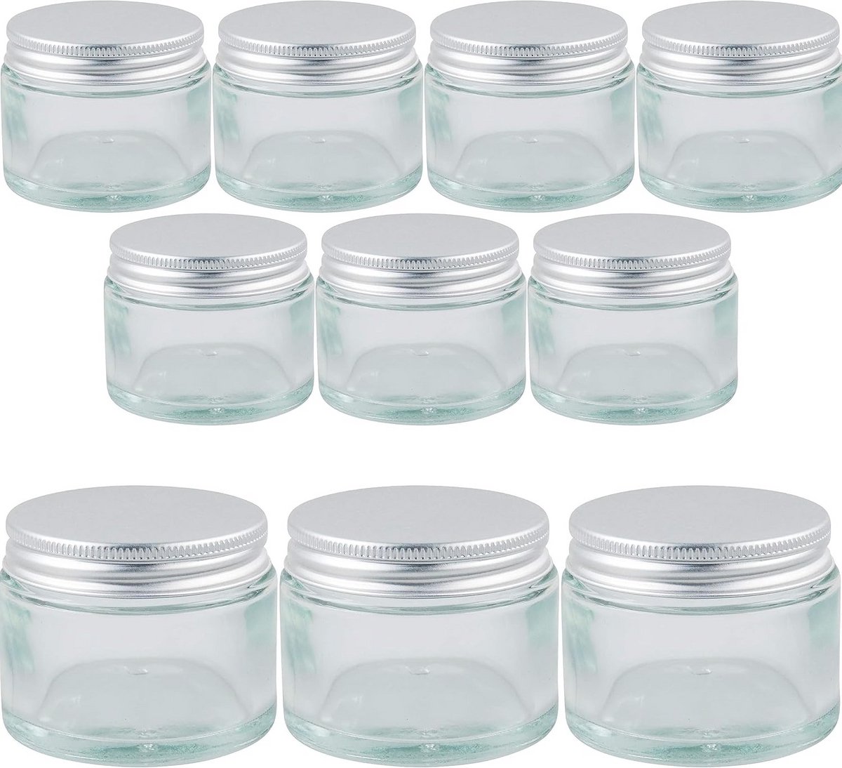 Set van 10 Glazen Potjes met Schroefdeksel en Etiketten - 50ml