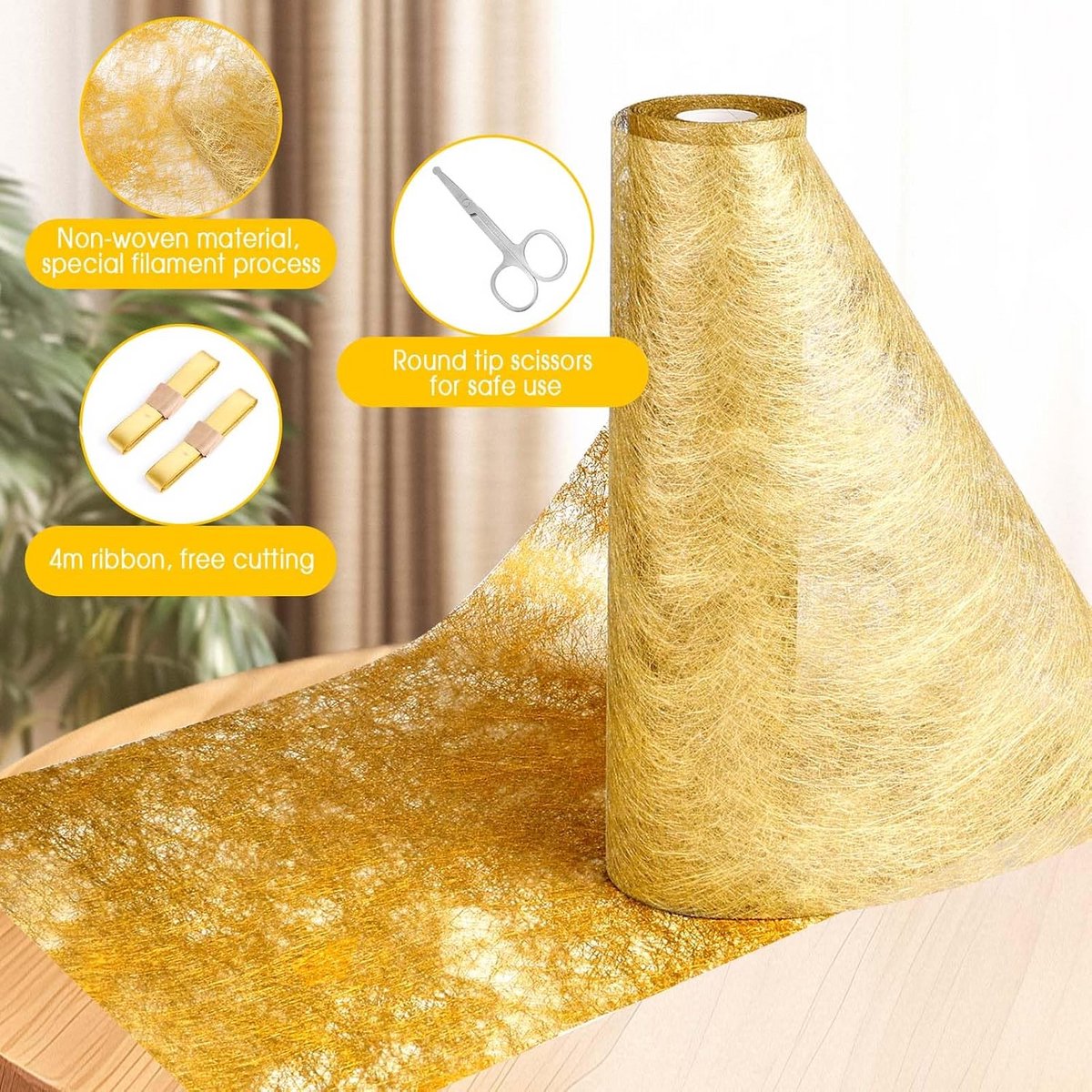 Gouden Tafelloper Rol - 30 cm x 20 Meter - Glanzend Stof voor Bruiloft & Feestdecoratie